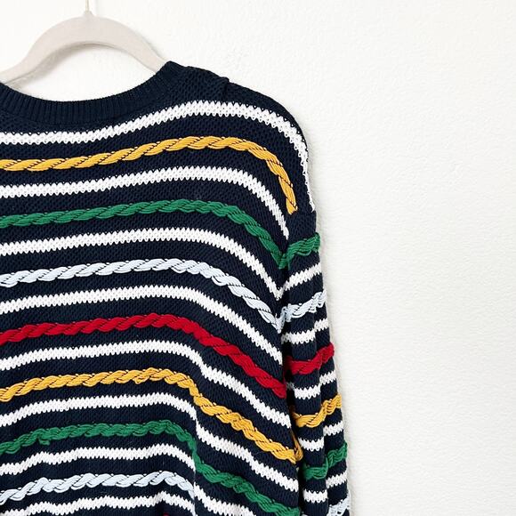 [La Ligne] x Target Navy Blue Textured Striped Cardigan Sweater Chunky Knit 2X - Picture 9 of 12